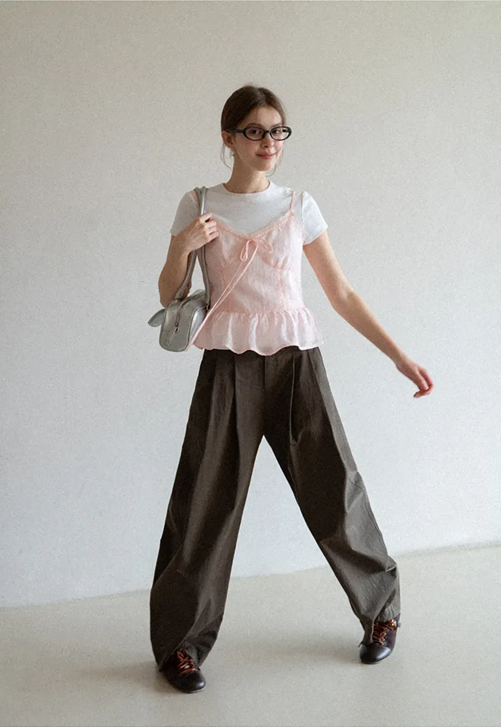 Wide Leg Pleated Casual Pants