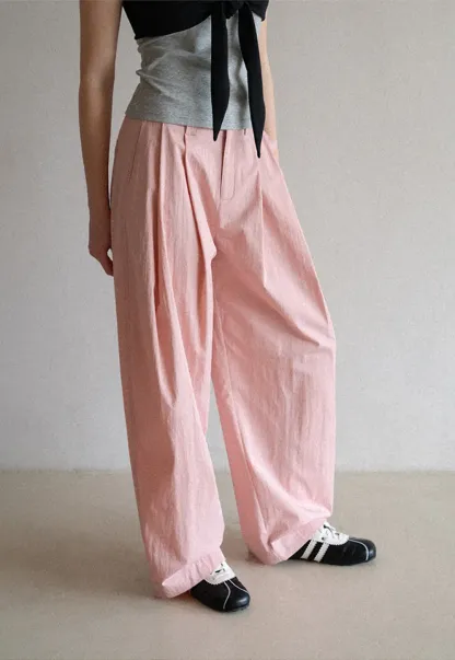 Wide Leg Pleated Casual Pants