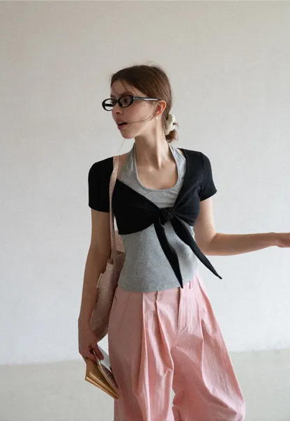 Wide Leg Pleated Casual Pants