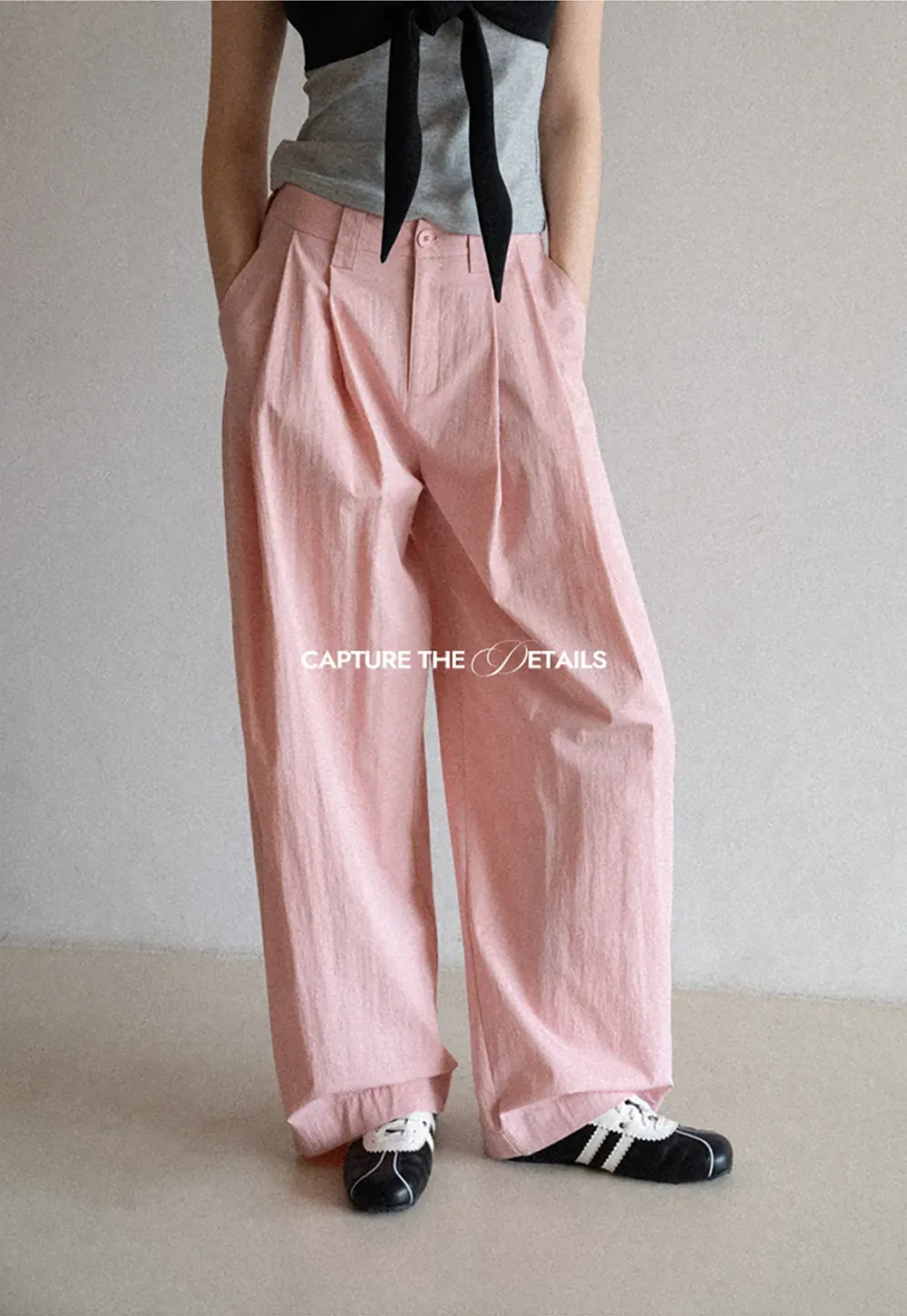 Wide Leg Pleated Casual Pants