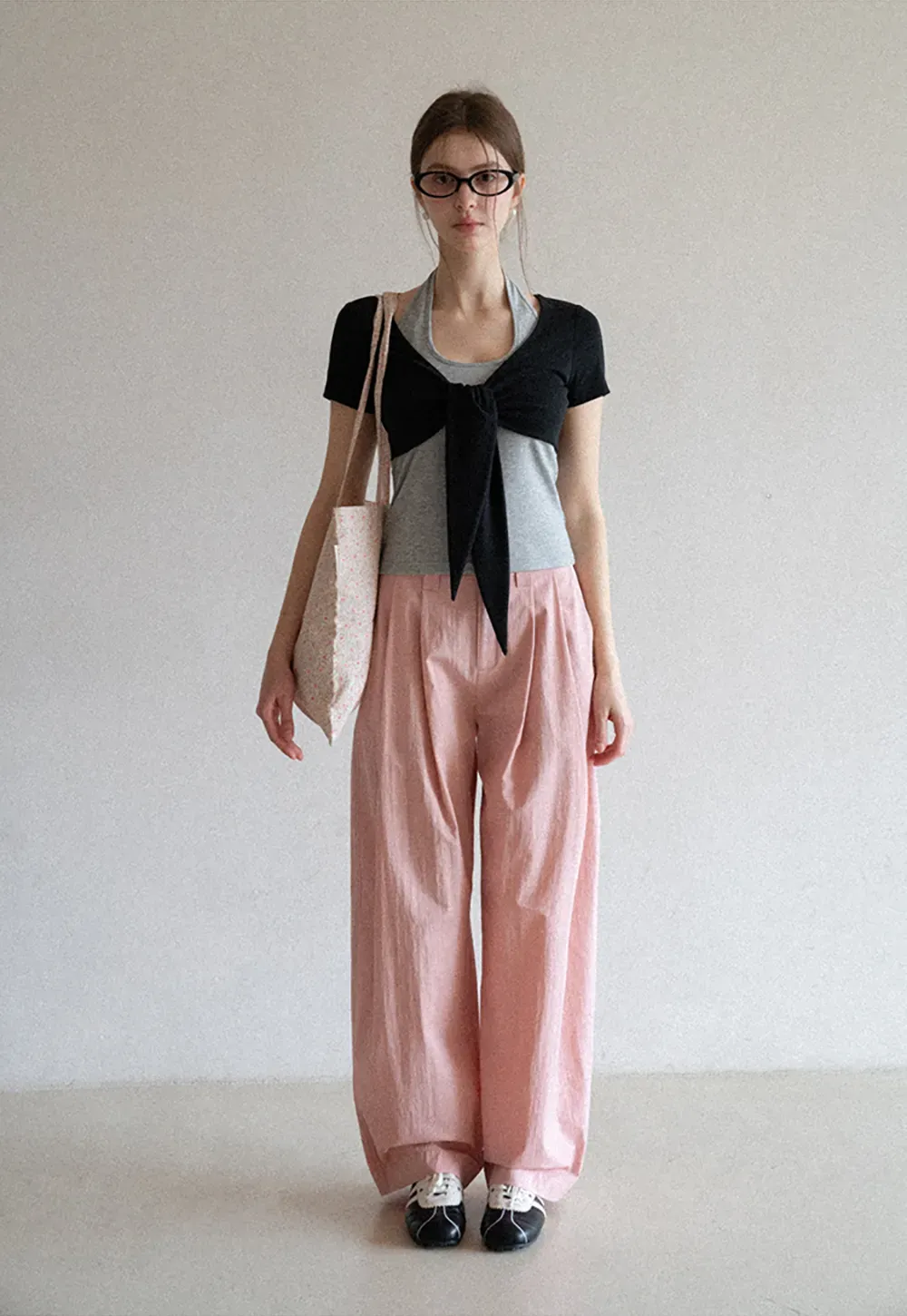 Wide Leg Pleated Casual Pants