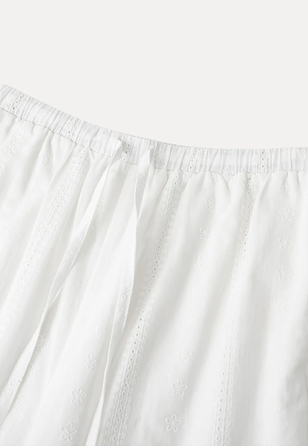 Wide Leg Drawstring Casual Pants with Lace Hem