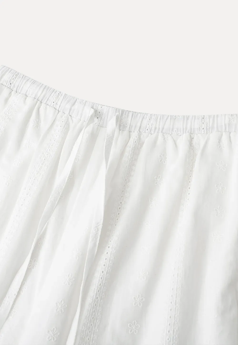 Wide Leg Drawstring Casual Pants with Lace Hem