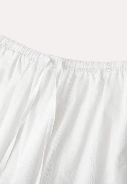 Wide Leg Drawstring Casual Pants with Lace Hem