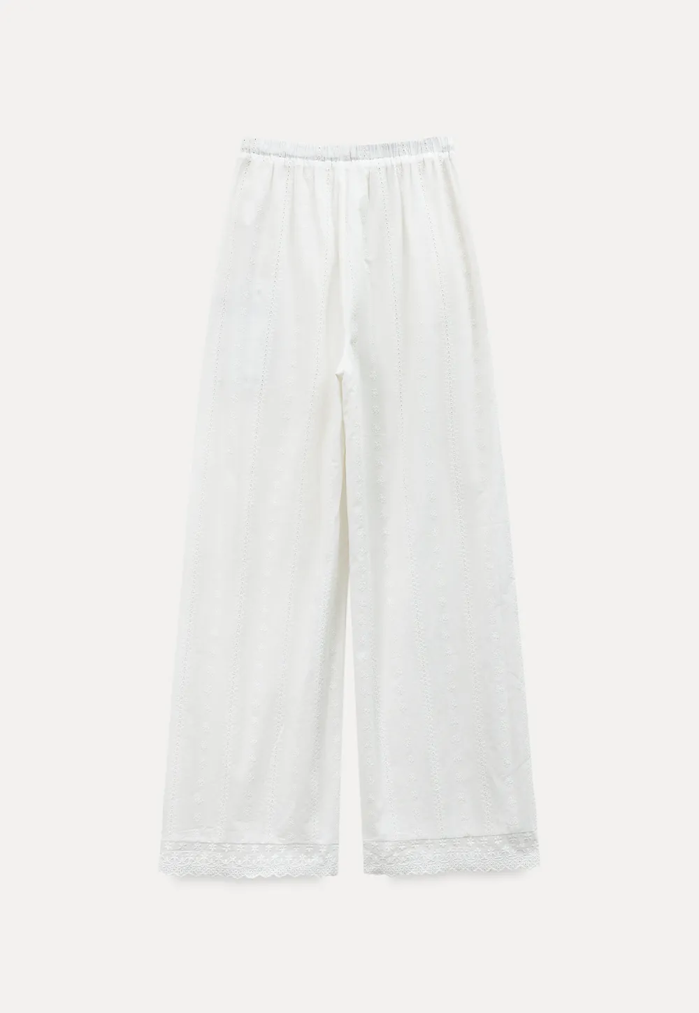 Wide Leg Drawstring Casual Pants with Lace Hem