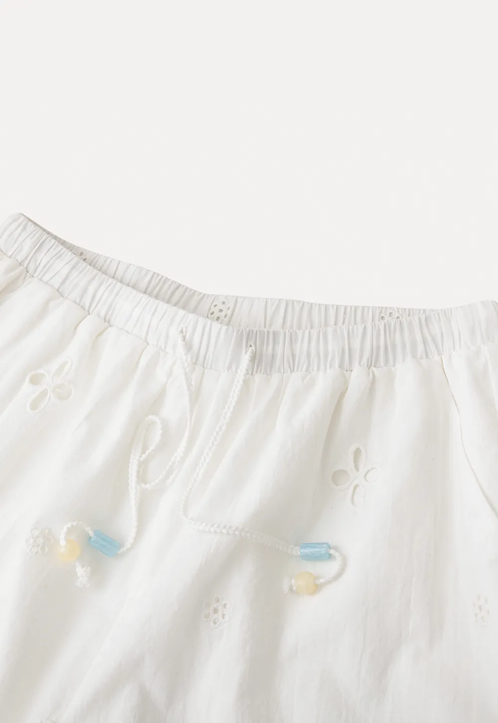 Embroidered Shorts with Drawstring Waist