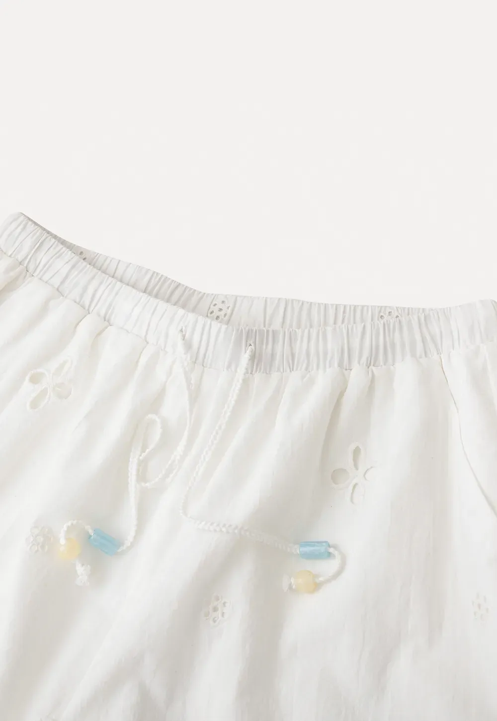 Embroidered Shorts with Drawstring Waist