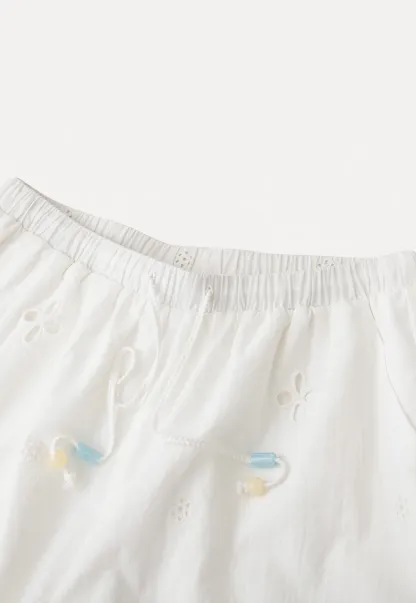 Embroidered Shorts with Drawstring Waist