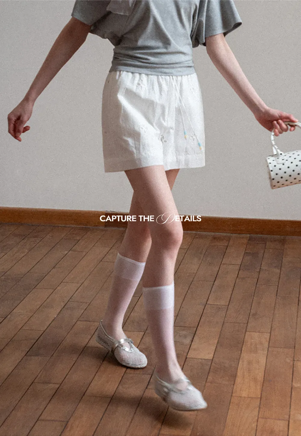 Embroidered Shorts with Drawstring Waist