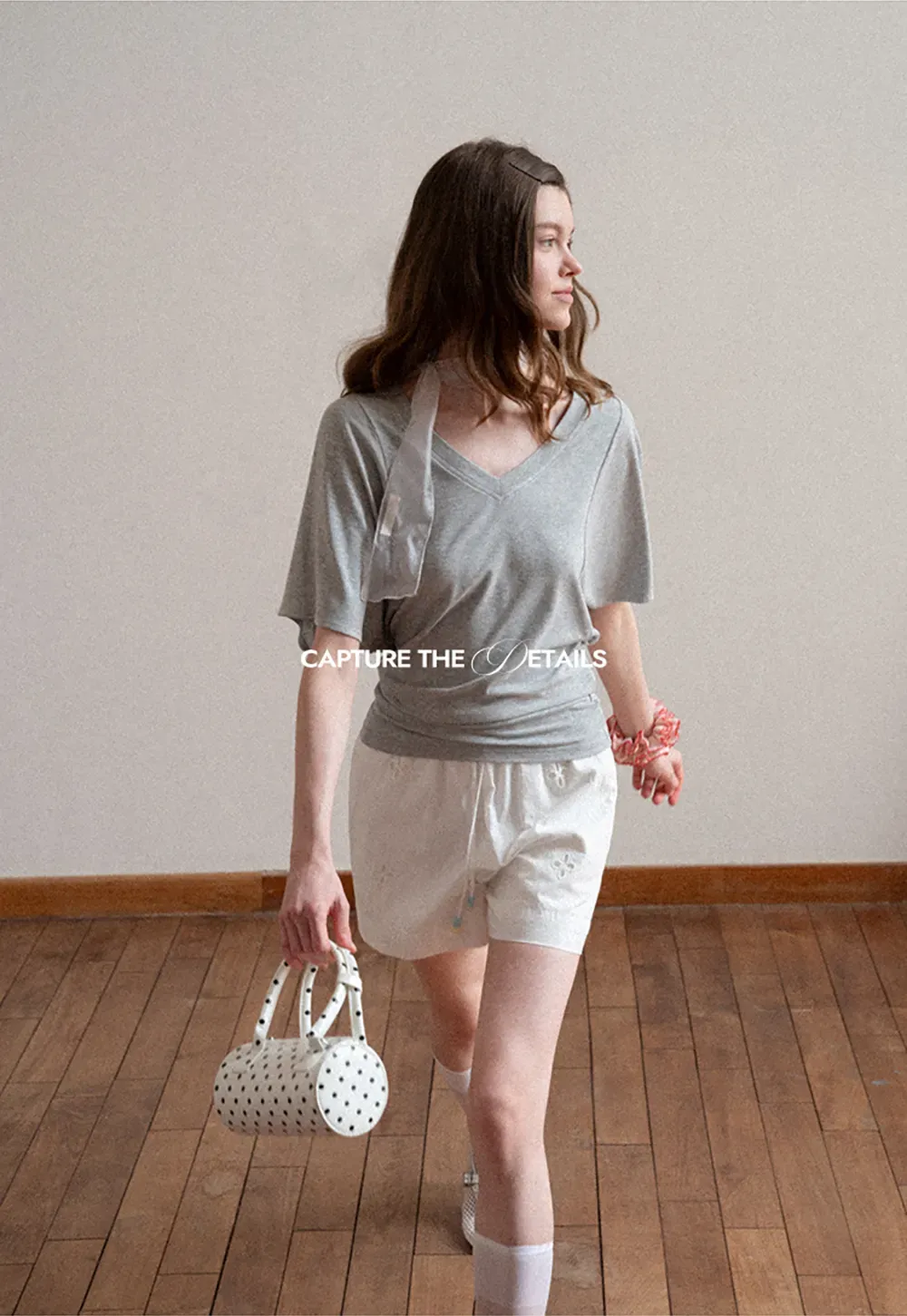 Embroidered Shorts with Drawstring Waist