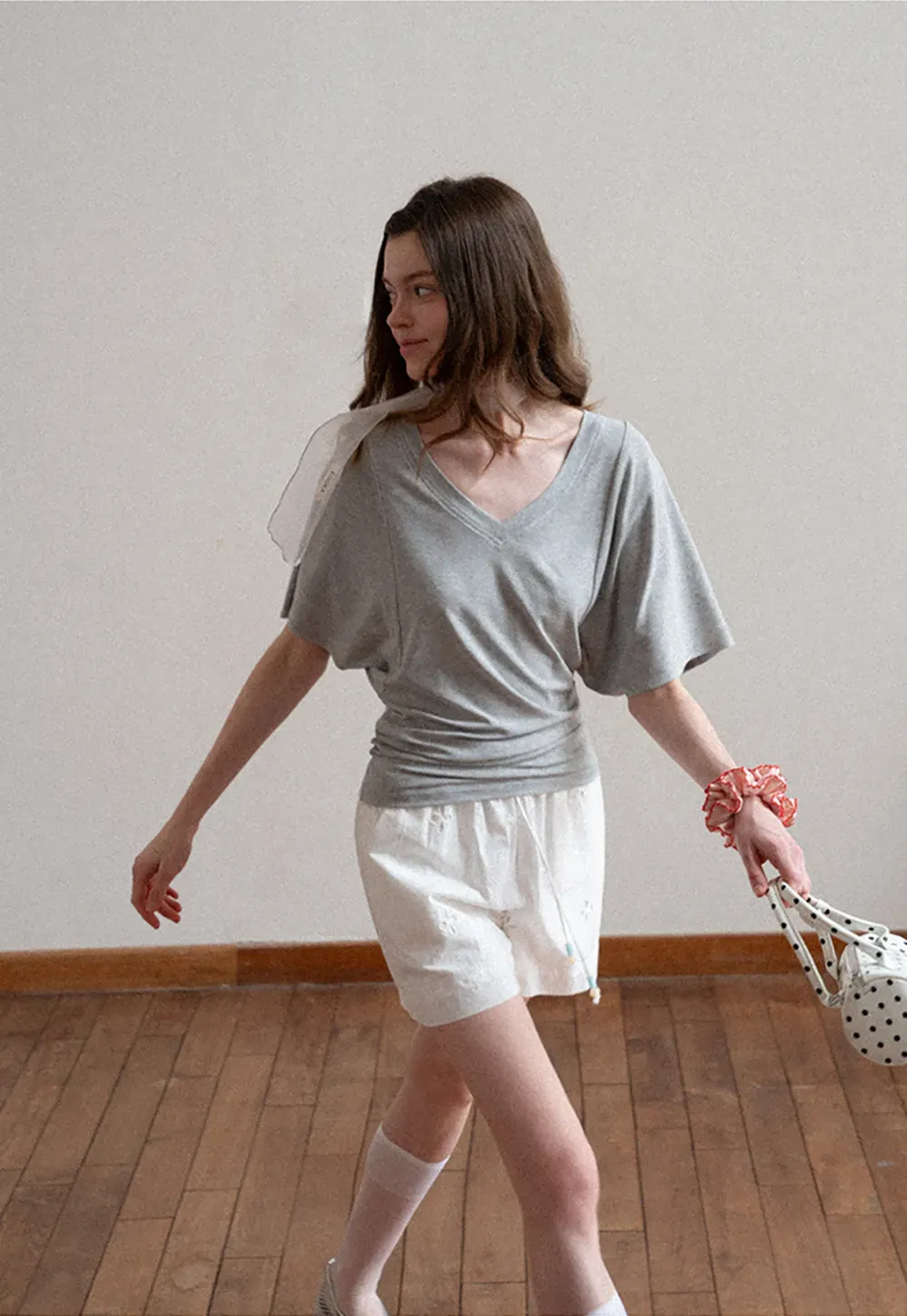 Embroidered Shorts with Drawstring Waist