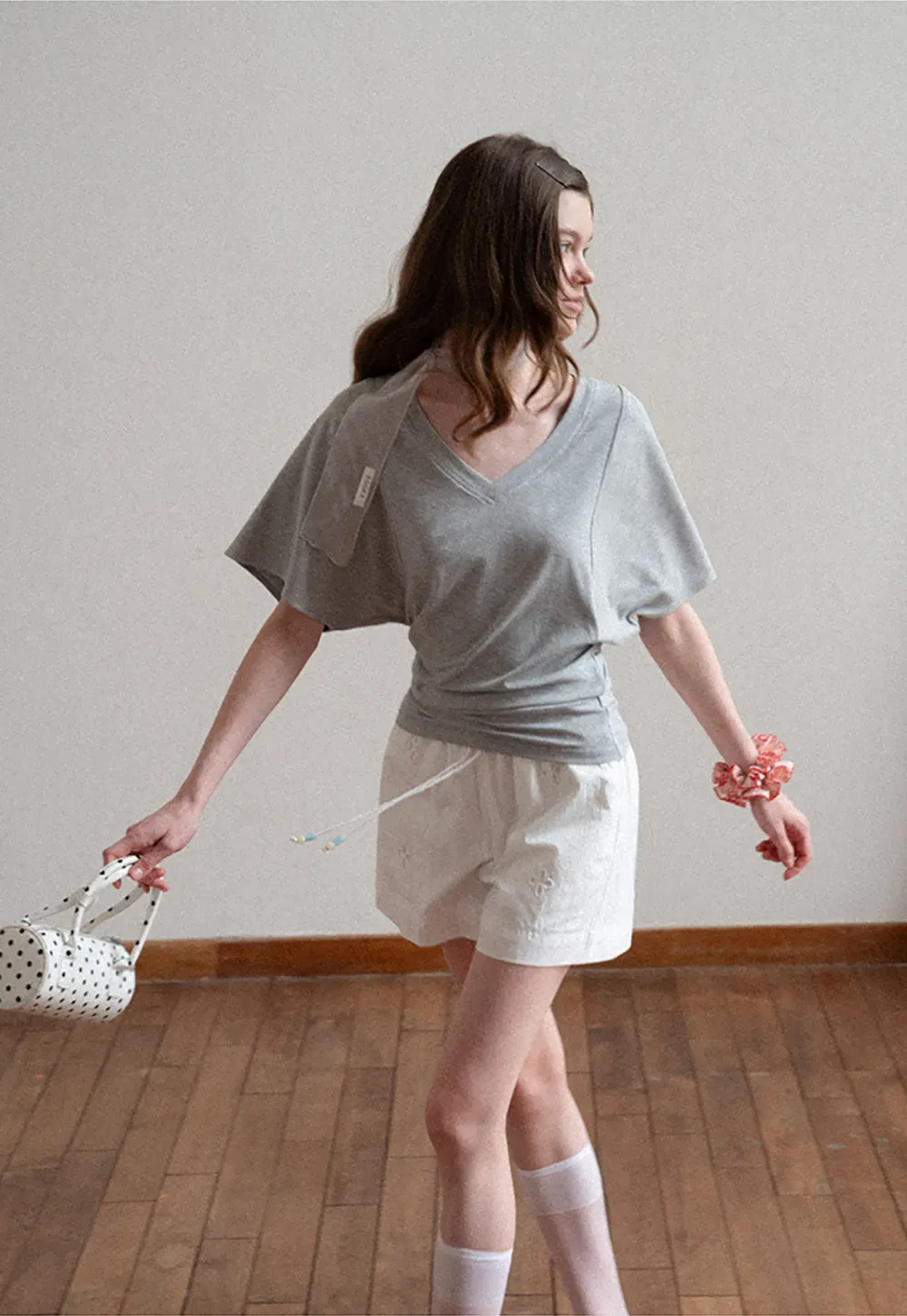 Embroidered Shorts with Drawstring Waist