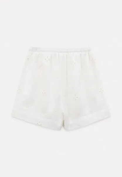 Embroidered Shorts with Drawstring Waist