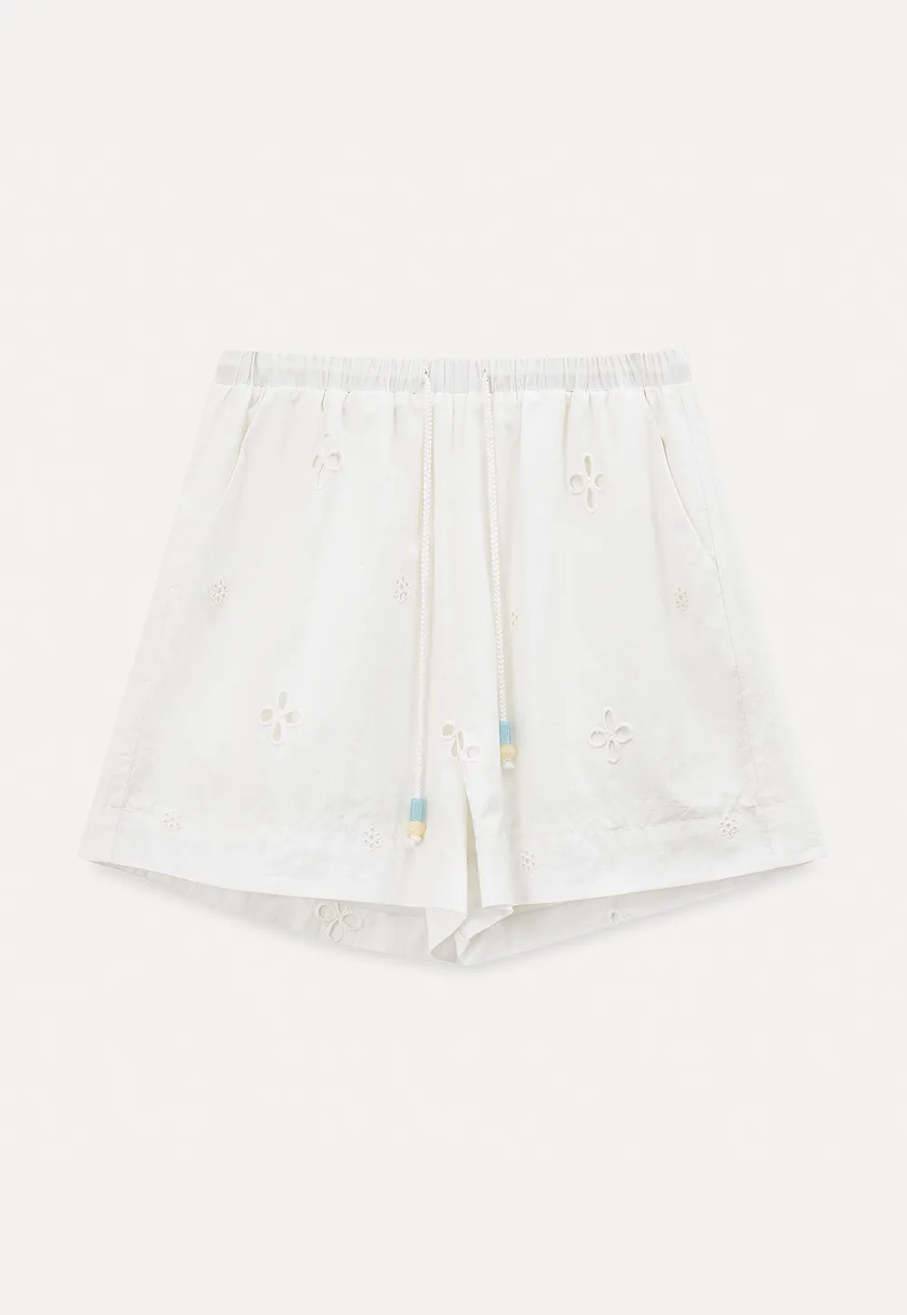 Embroidered Shorts with Drawstring Waist