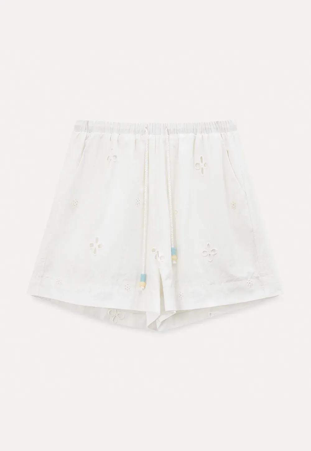 Embroidered Shorts with Drawstring Waist