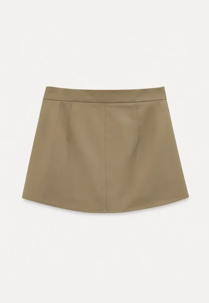 Short skirt with front overlap and belt loops