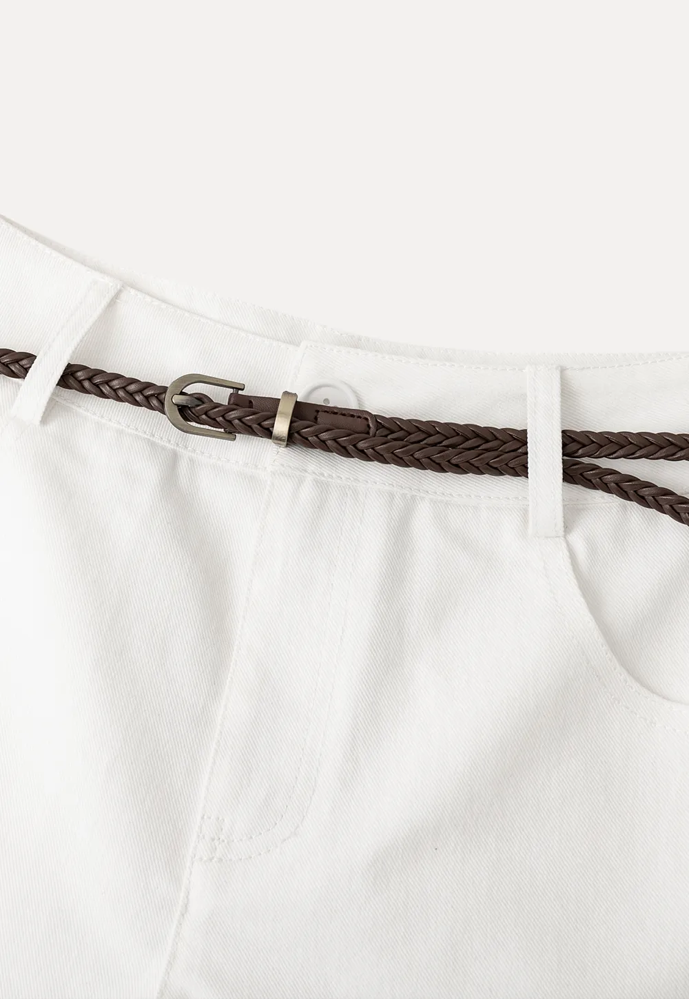 Braided Belt Detail High Waist Shorts
