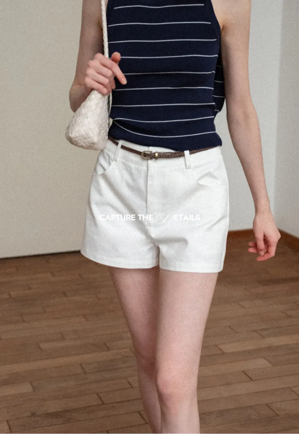Braided Belt Detail High Waist Shorts