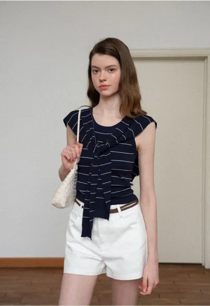 Braided Belt Detail High Waist Shorts