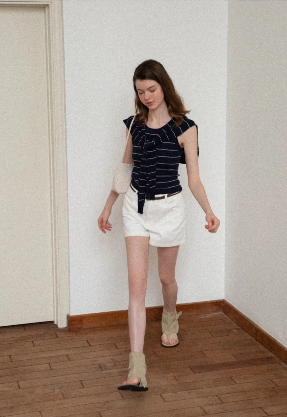 Braided Belt Detail High Waist Shorts