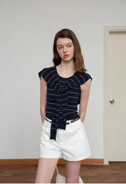 Braided Belt Detail High Waist Shorts