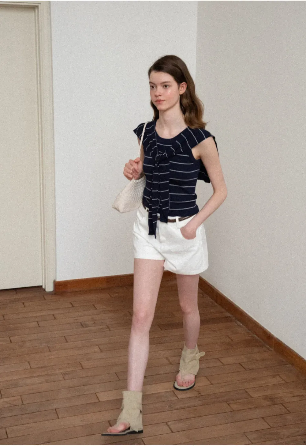 Braided Belt Detail High Waist Shorts