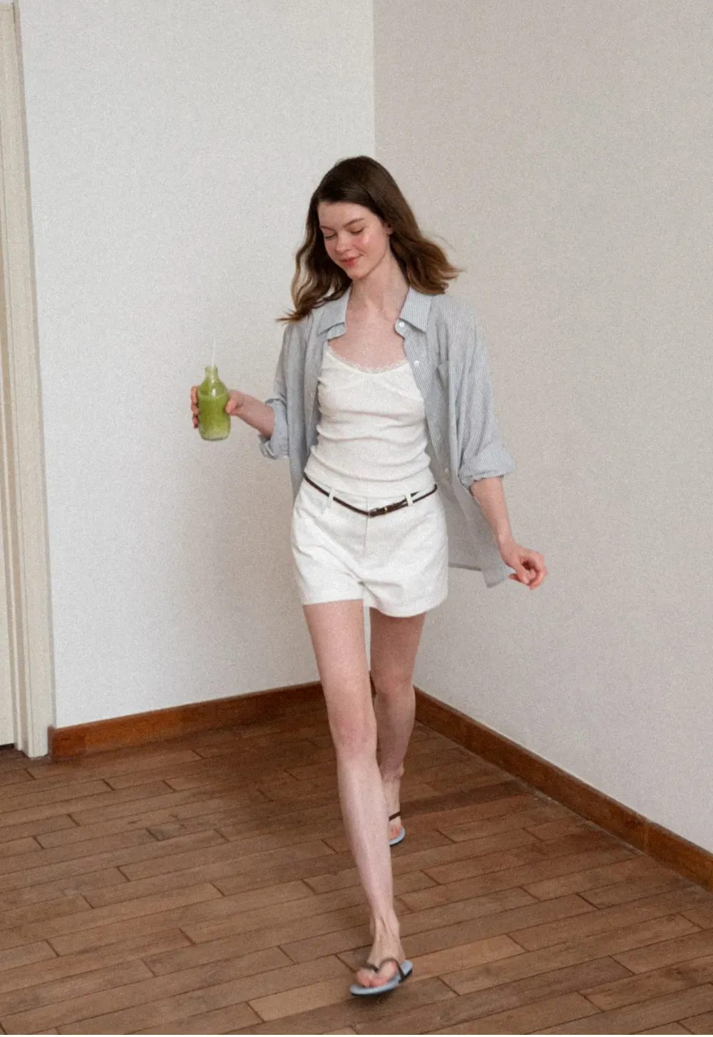 Braided Belt Detail High Waist Shorts