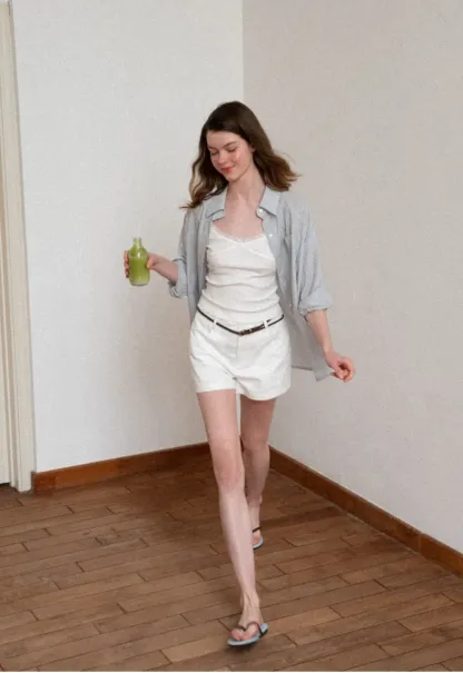 Braided Belt Detail High Waist Shorts