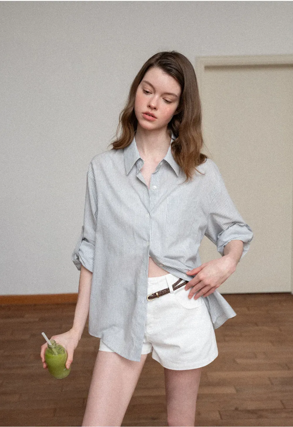 Braided Belt Detail High Waist Shorts