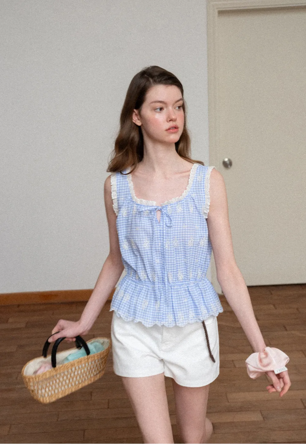 Braided Belt Detail High Waist Shorts