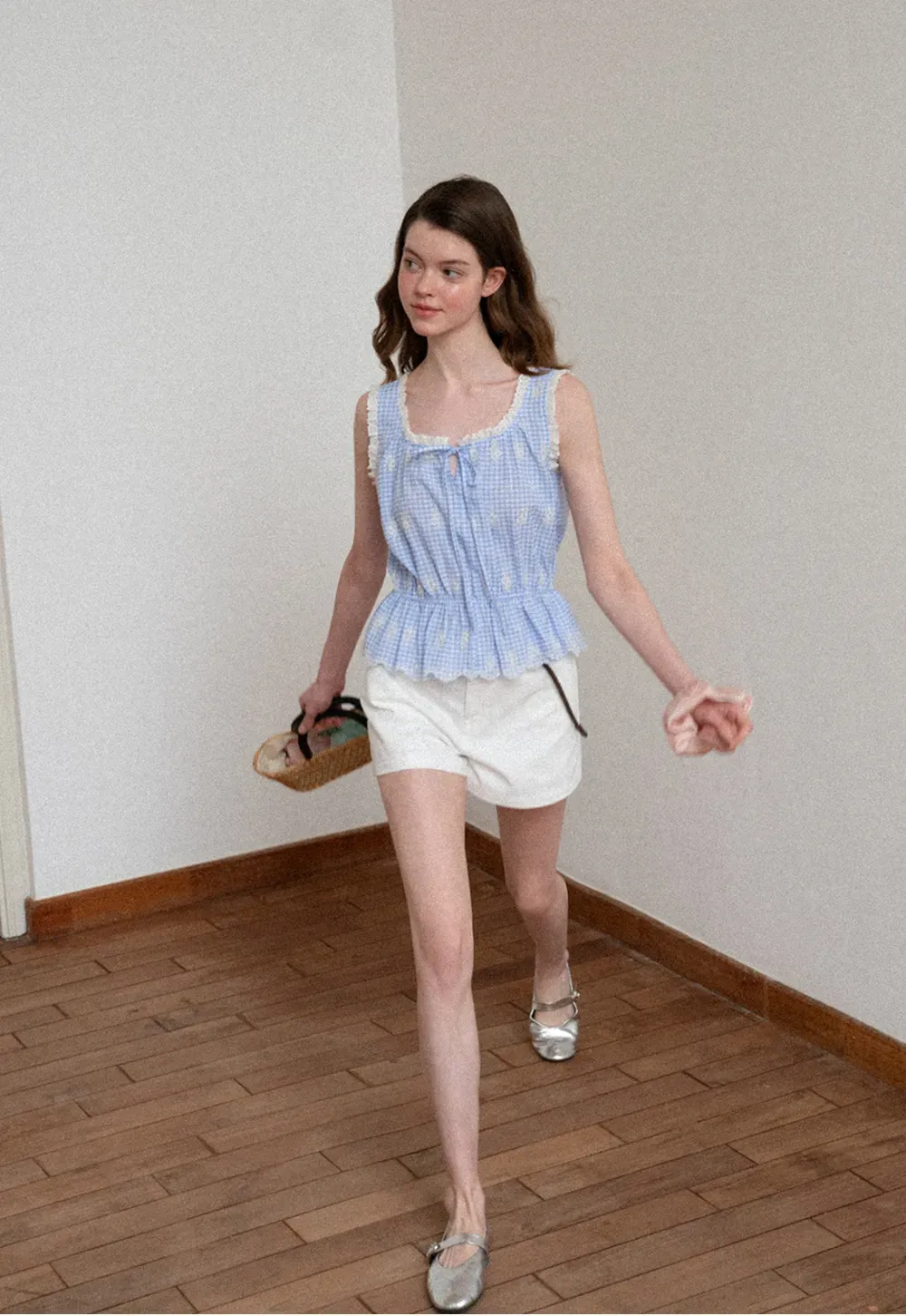 Braided Belt Detail High Waist Shorts