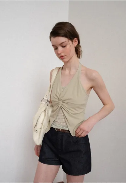 Braided Belt Detail High Waist Shorts