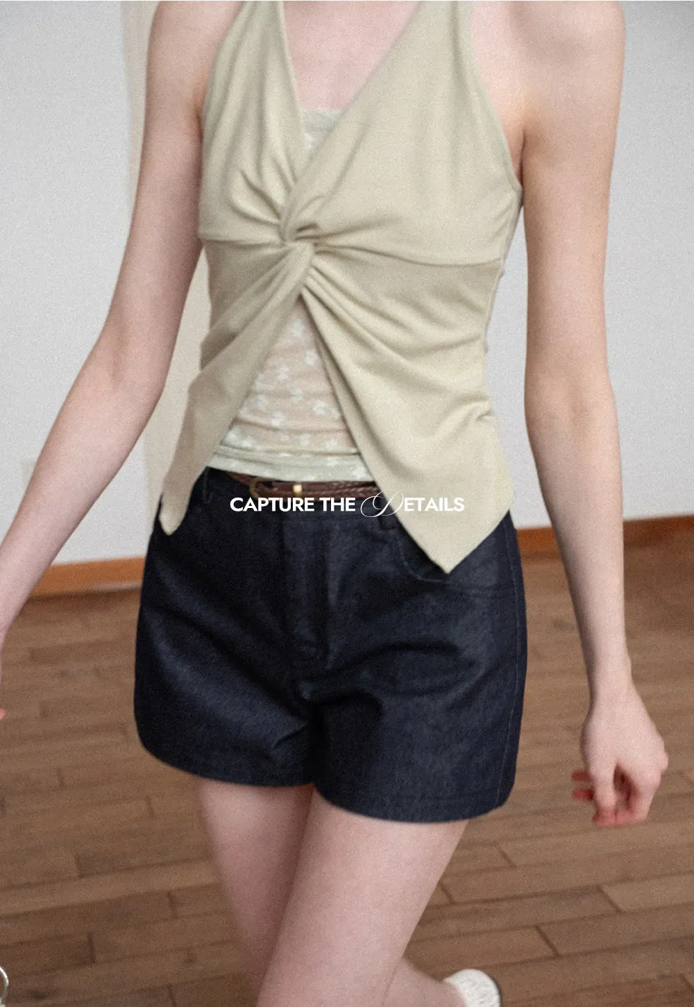 Braided Belt Detail High Waist Shorts