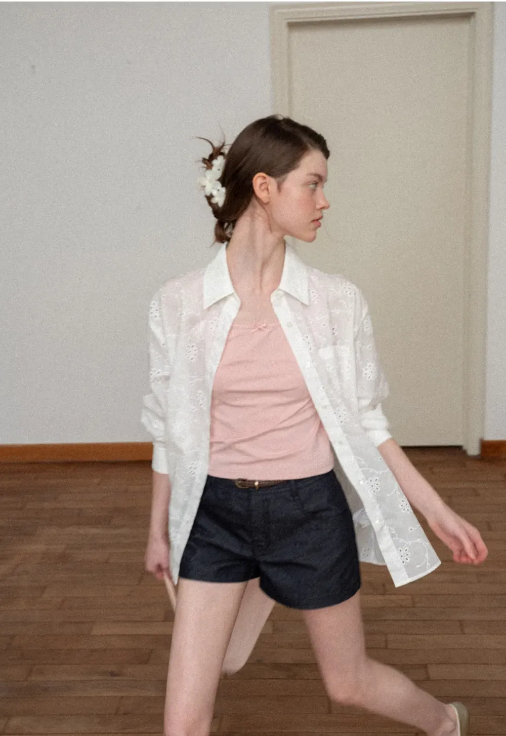 Braided Belt Detail High Waist Shorts