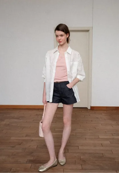 Braided Belt Detail High Waist Shorts