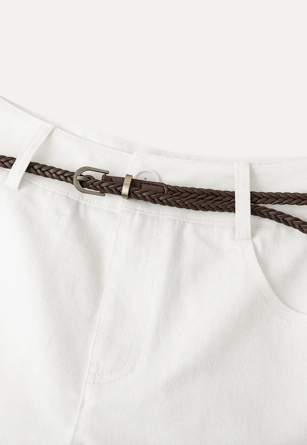 Braided Belt Detail High Waist Shorts