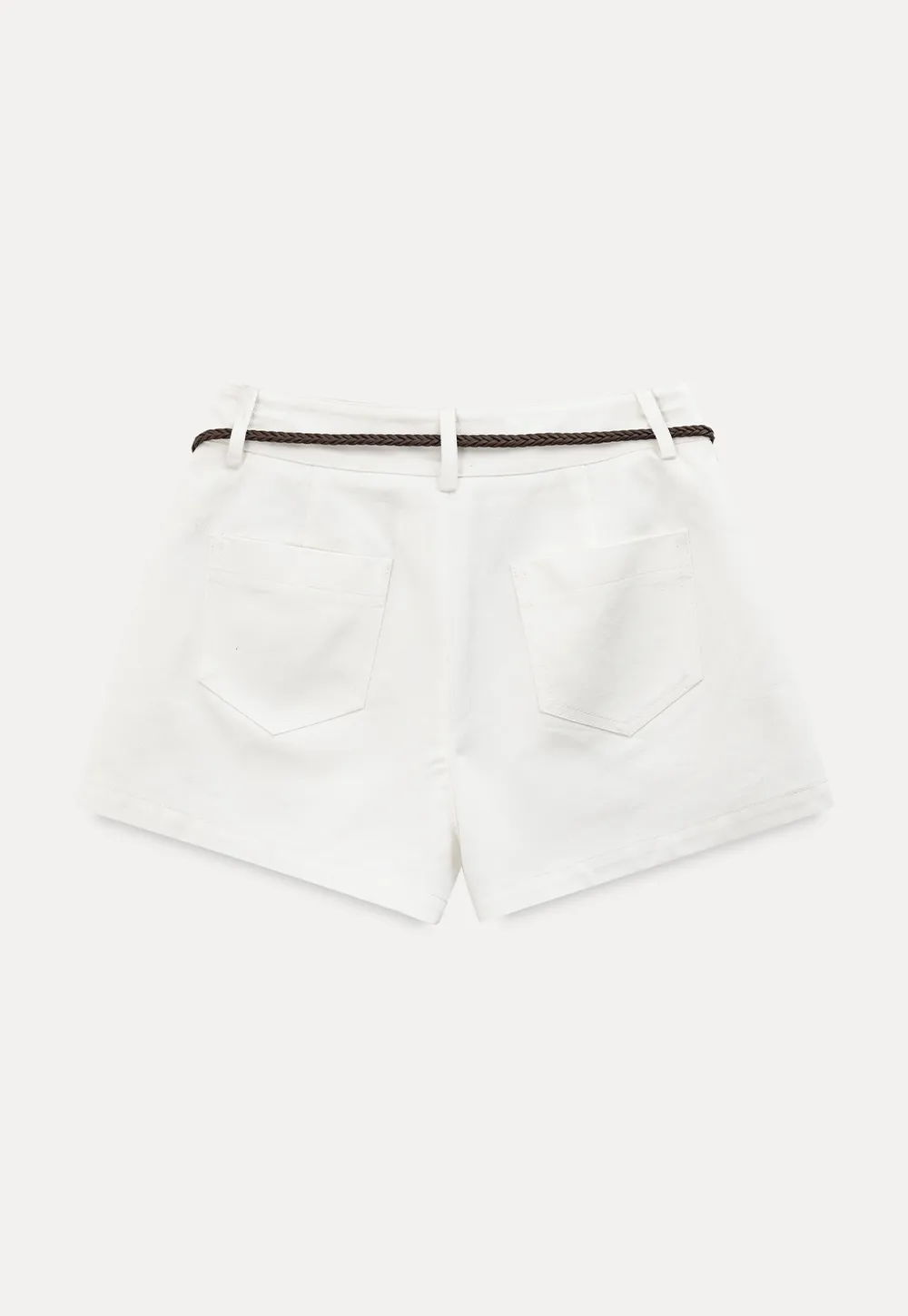 Braided Belt Detail High Waist Shorts