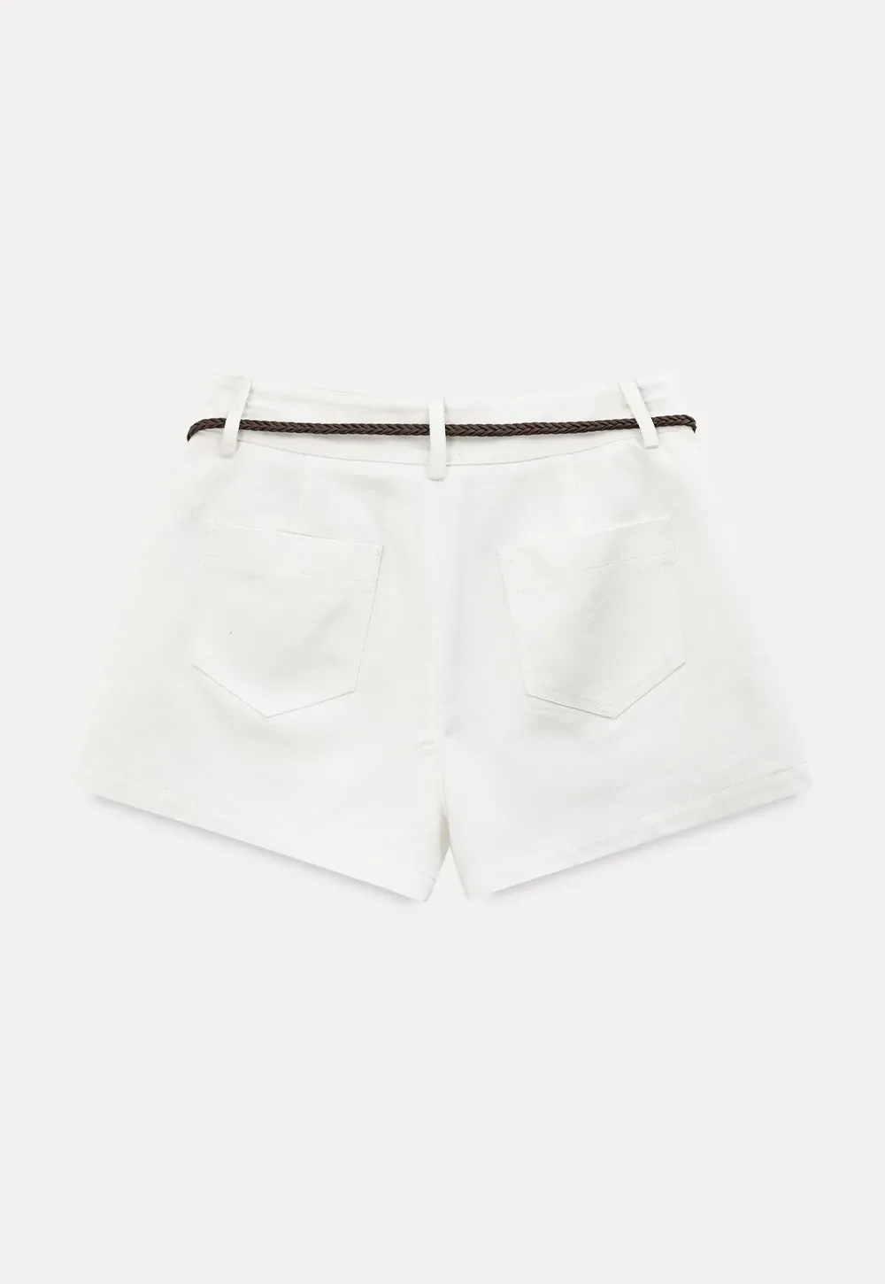Braided Belt Detail High Waist Shorts