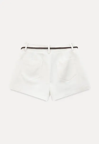 Braided Belt Detail High Waist Shorts