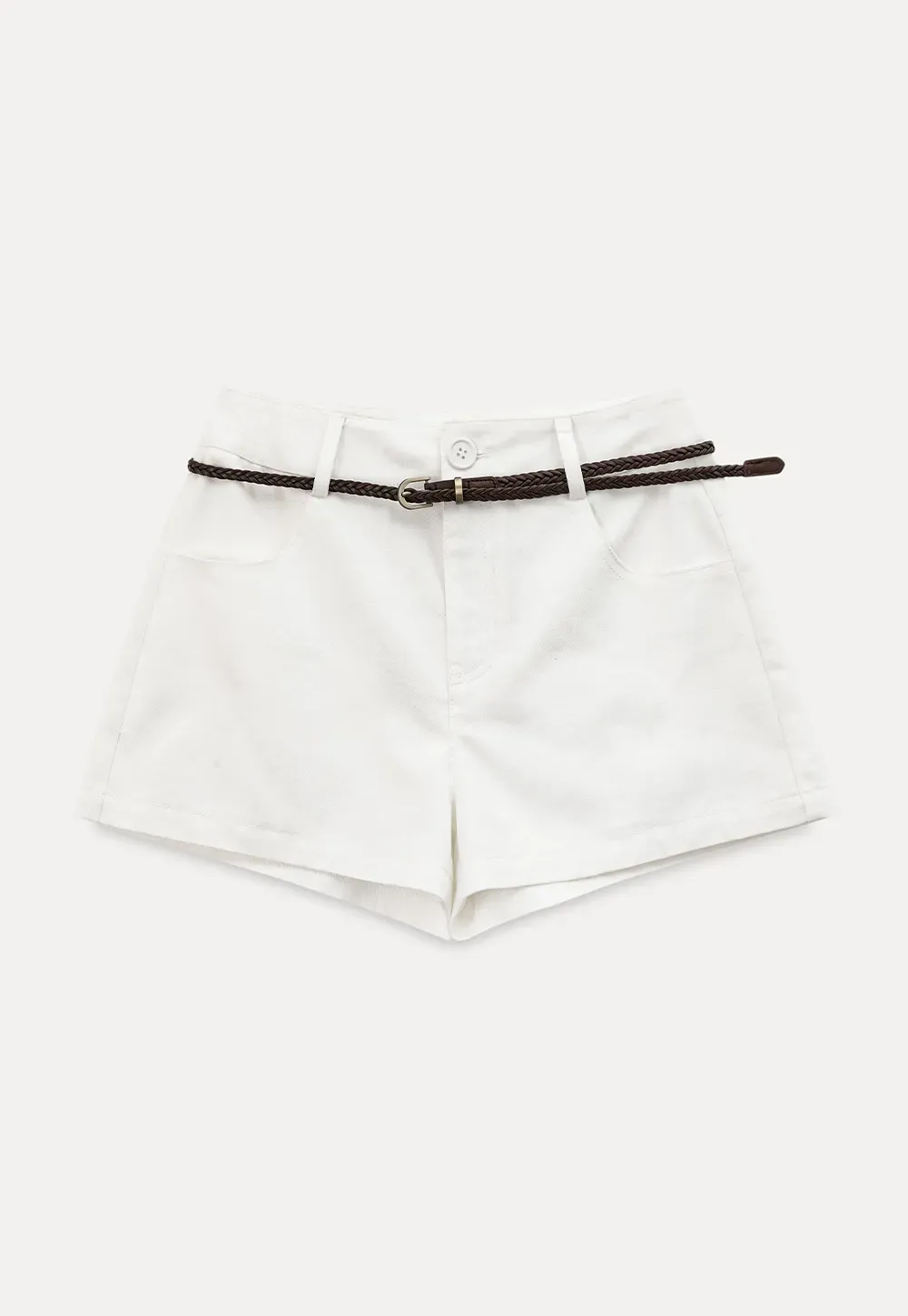 Braided Belt Detail High Waist Shorts