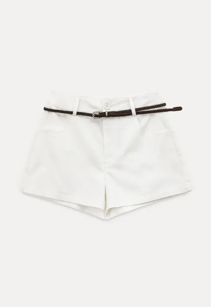 Braided Belt Detail High Waist Shorts