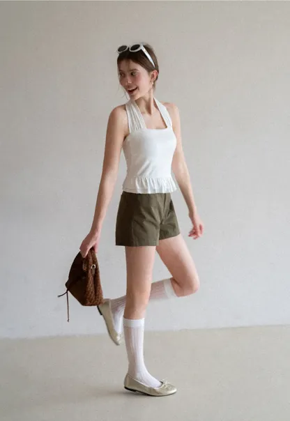 High Waisted Pleated Shorts with Front Pockets