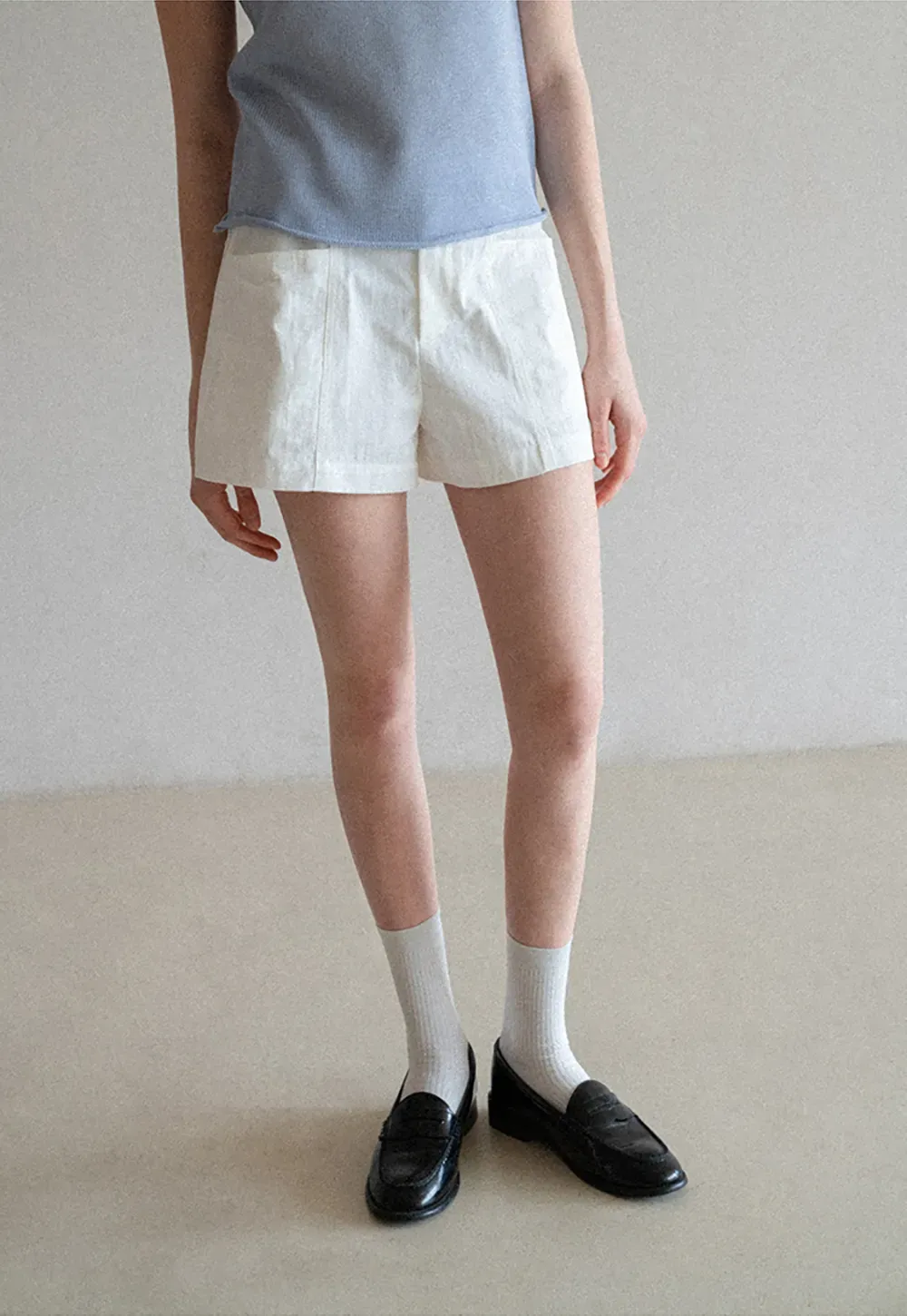 High Waisted Pleated Shorts with Front Pockets