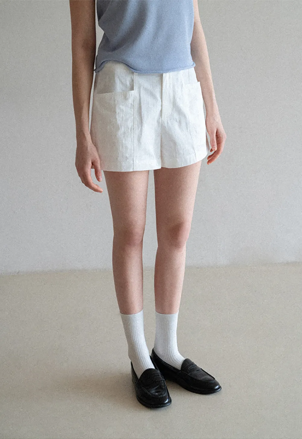 High Waisted Pleated Shorts with Front Pockets