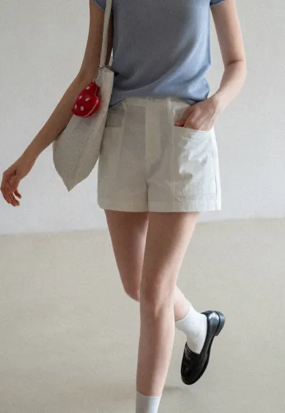 High Waisted Pleated Shorts with Front Pockets