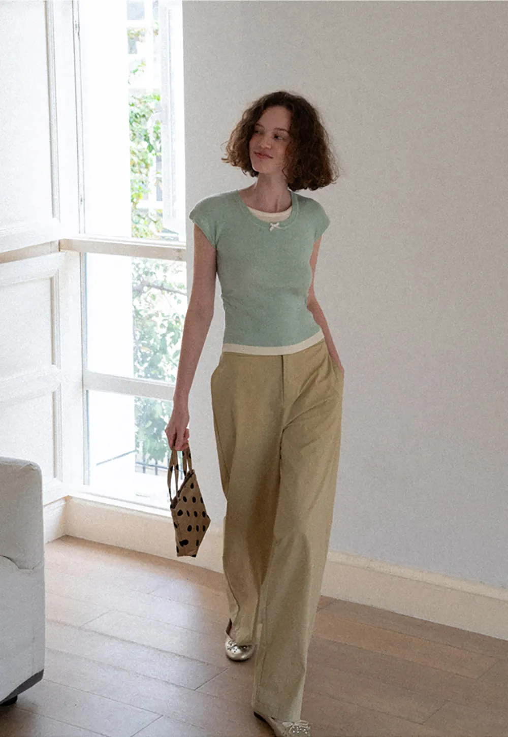 Wrap Front High Waist Wide Leg Casual Pants