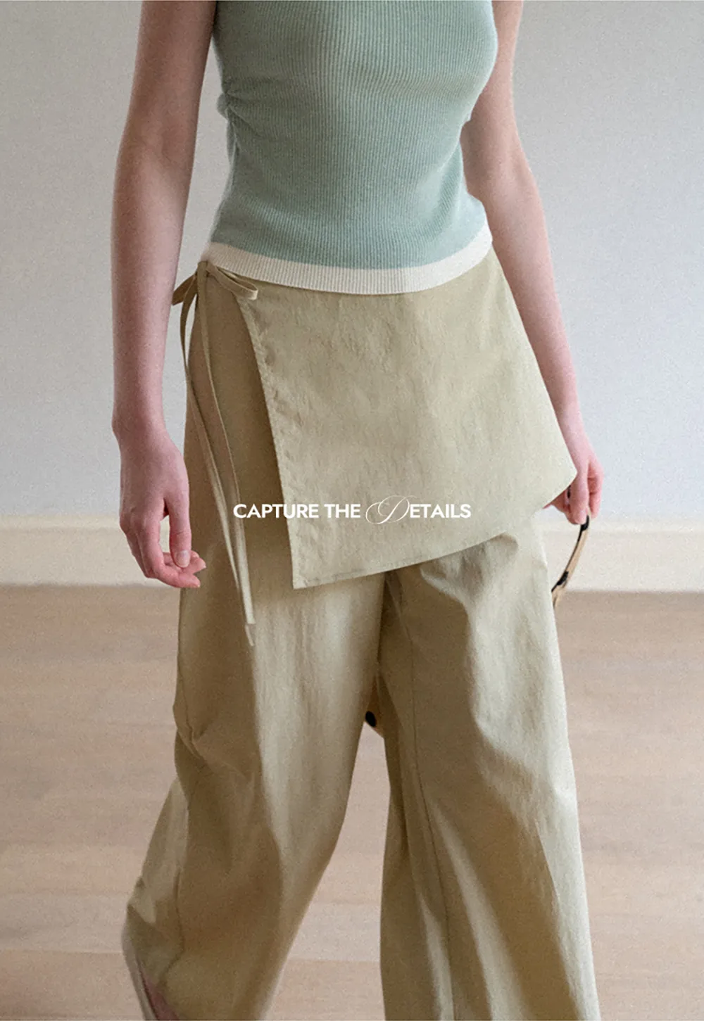 Wrap Front High Waist Wide Leg Casual Pants