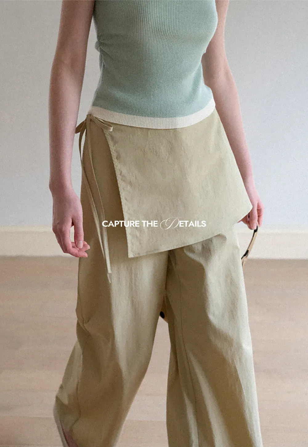 Wrap Front High Waist Wide Leg Casual Pants