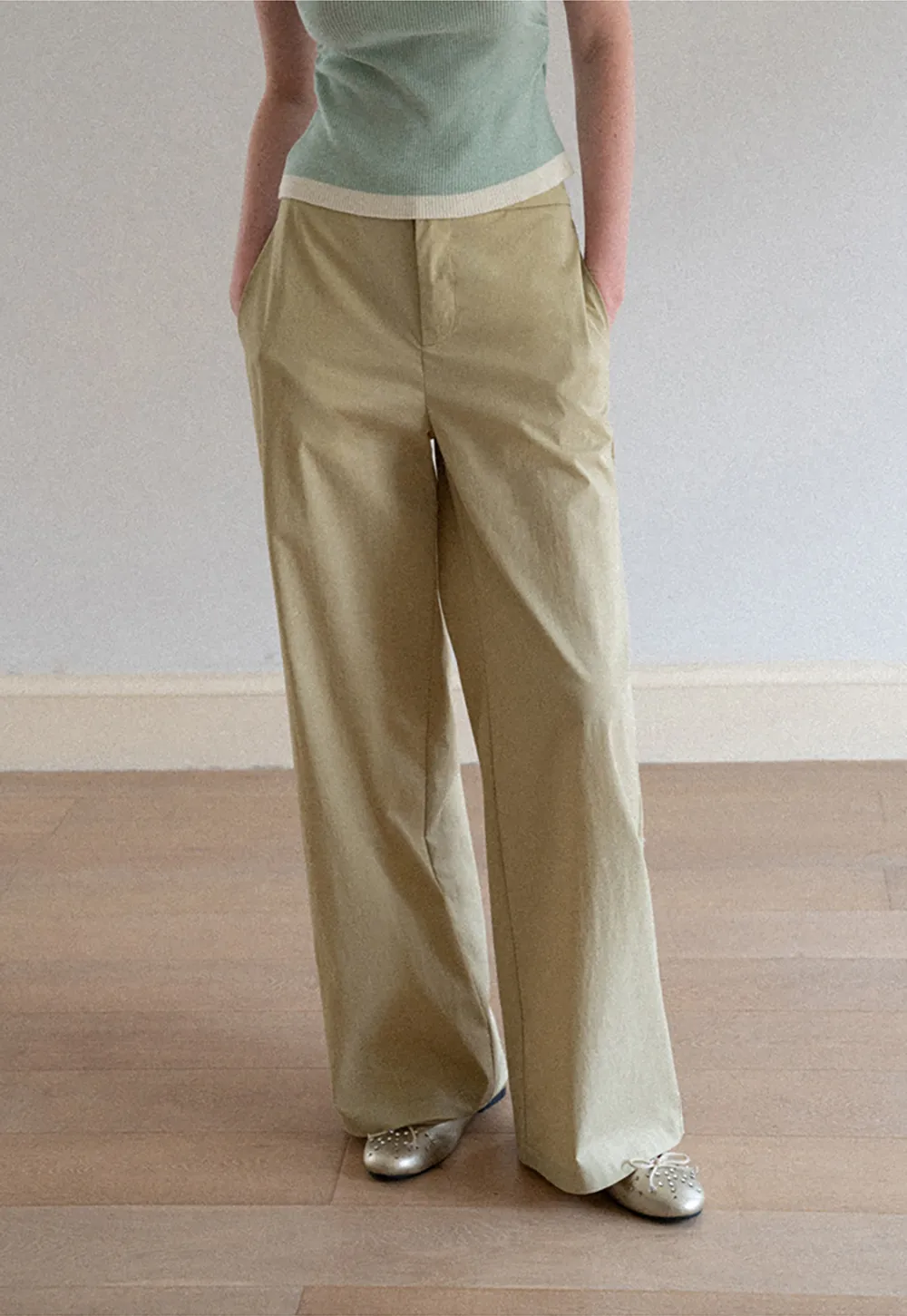 Wrap Front High Waist Wide Leg Casual Pants