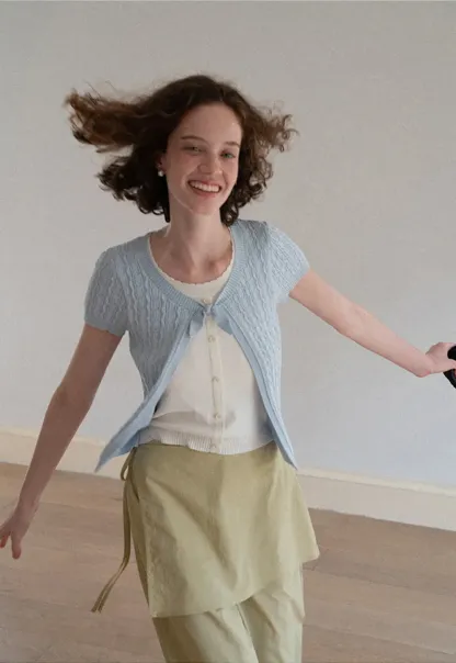 Wrap Front High Waist Wide Leg Casual Pants